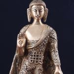 Pure Brass Standing Lord Buddha Statue | 11" Height | Fully Engraved Design | Sacred Art Collection | Traditional Craftsmanship | Premium Decor | Jaipurio